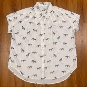Jane and Delancey Women’s White Zebra Print Button Down Shirt Size S